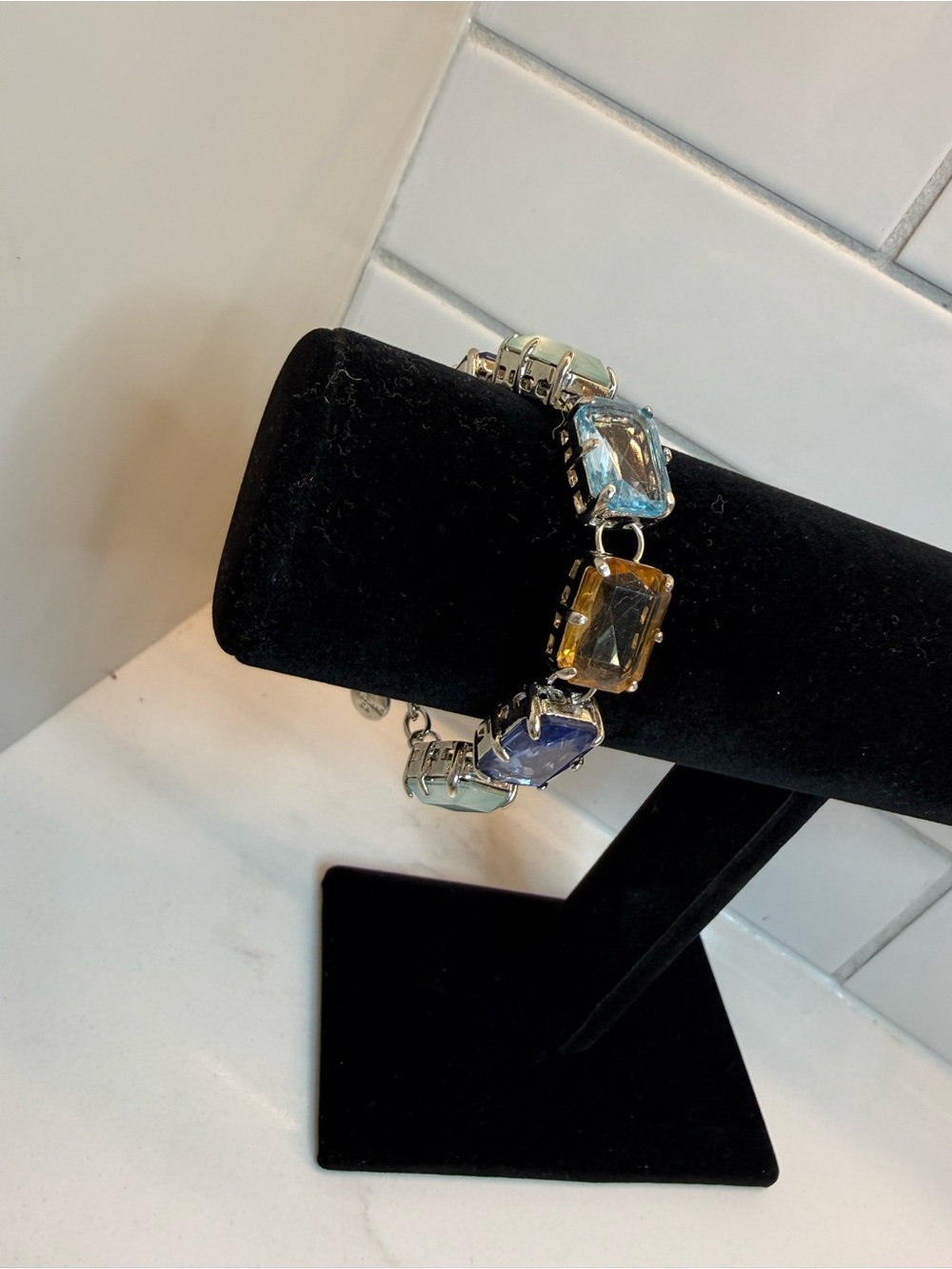 R.J. Graziano Statement Bracelet Multi Stone Gold Tone - Picture 14 of 15